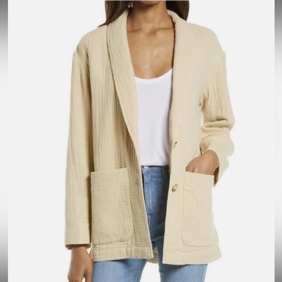 Madewell Dorset Lightspun Cream Blazer Size Large Oversized NWT - Picture 1 of 12
